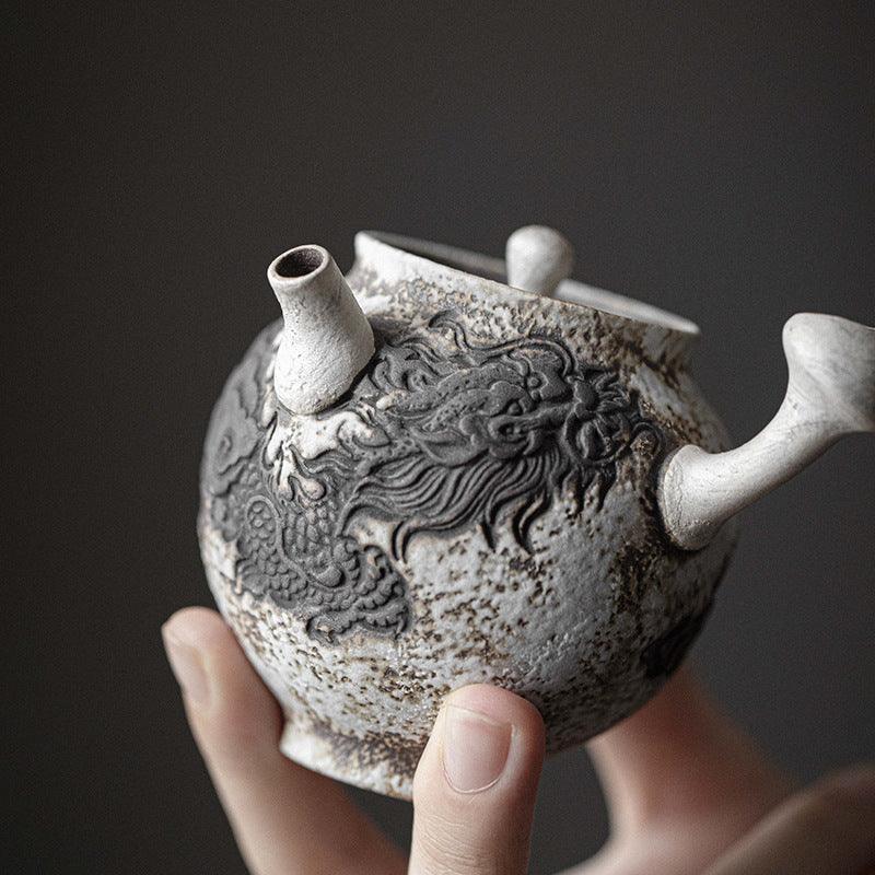 Ink Dragon Kungfu Teapot: Side-Handle Teapot 龙吟 - Raf LifeStyle