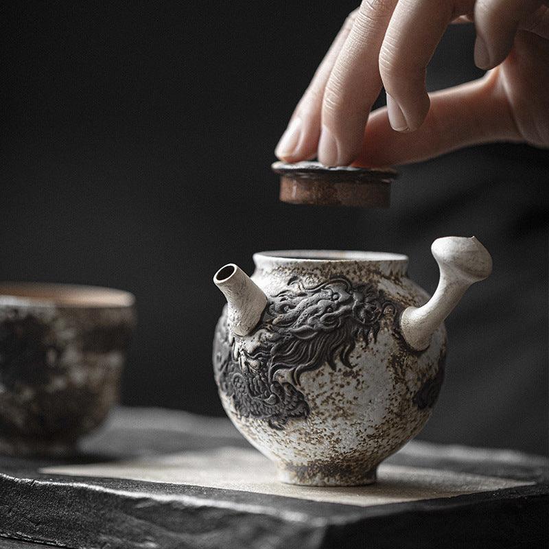 Ink Dragon Kungfu Teapot: Side-Handle Teapot 龙吟 - Raf LifeStyle