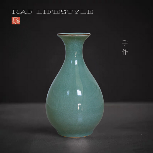 Ru Kiln Jade Green Vase Crackle Teardrop Vase