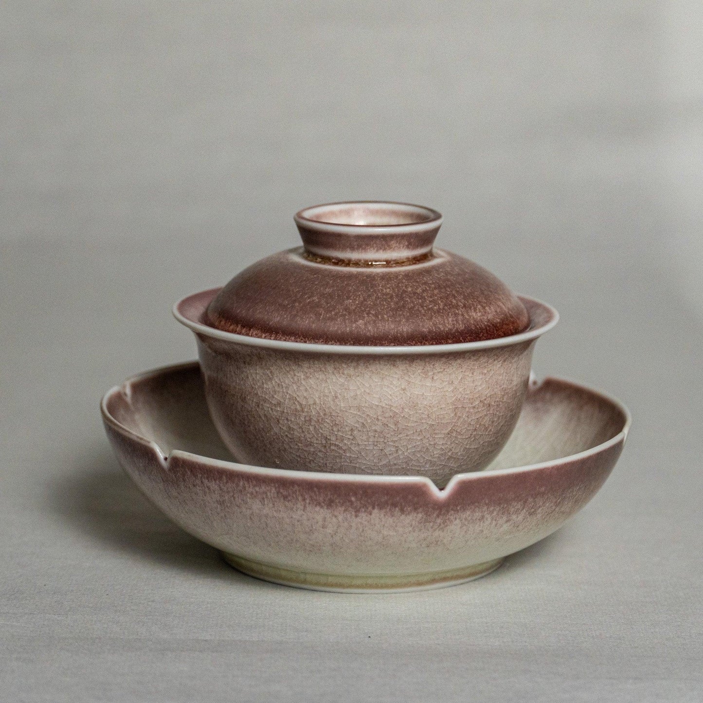 Cherry Blossom Pink Kiln-Cracked Ice Pattern Sancai Covered Tea Bowl - Raf LifeStyle