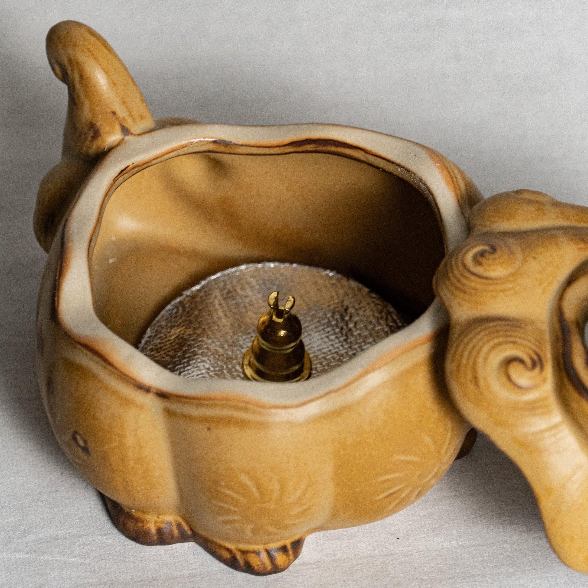 Pixiu Incense Burner with Antique Sandalwood Plate Ceramic - Raf LifeStyle
