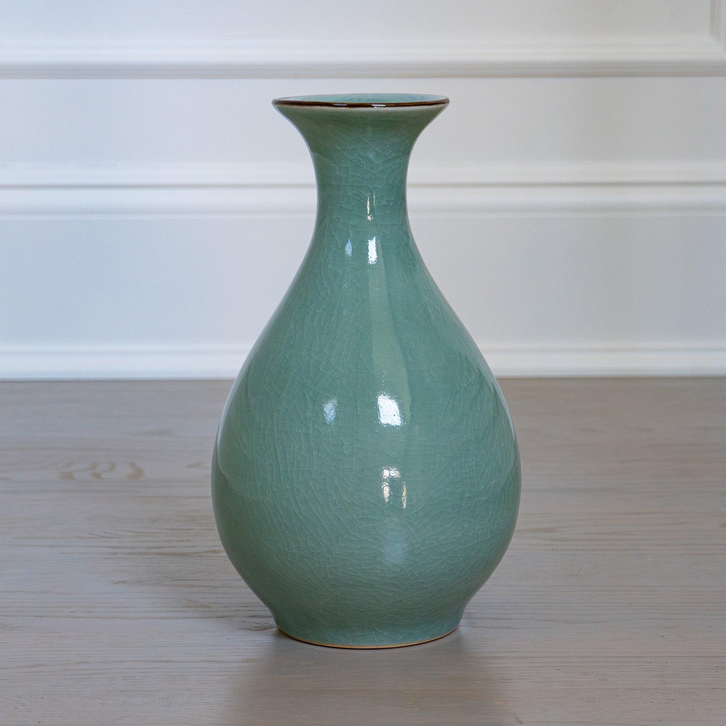 Jade Dew Crackle Vase Ru Kiln Green - Raf LifeStyle
