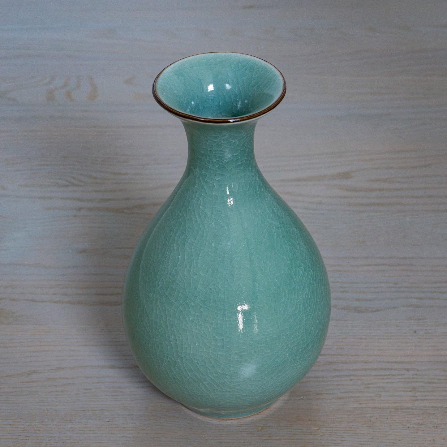 Jade Dew Crackle Vase Ru Kiln Green - Raf LifeStyle
