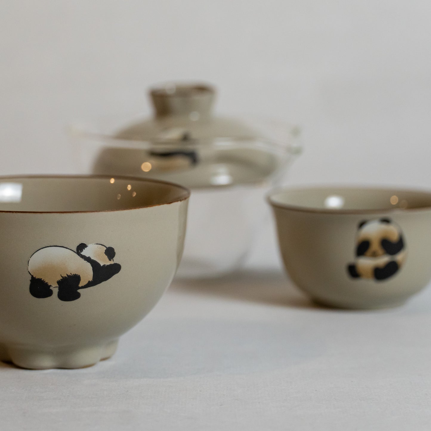 Portable Panda-Design Hand-Painted Porcelain Tea Set