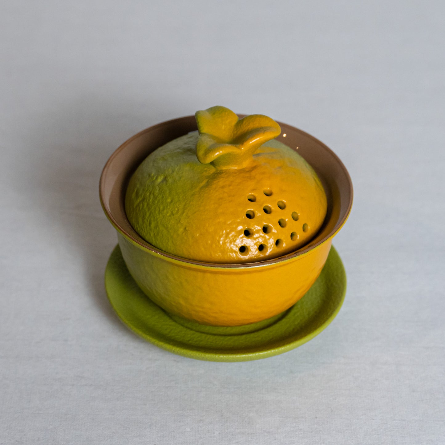 Handcrafted Orange Citrus Ceramic Gaiwan | Unique Artisan Loose Leaf Tea Brewer